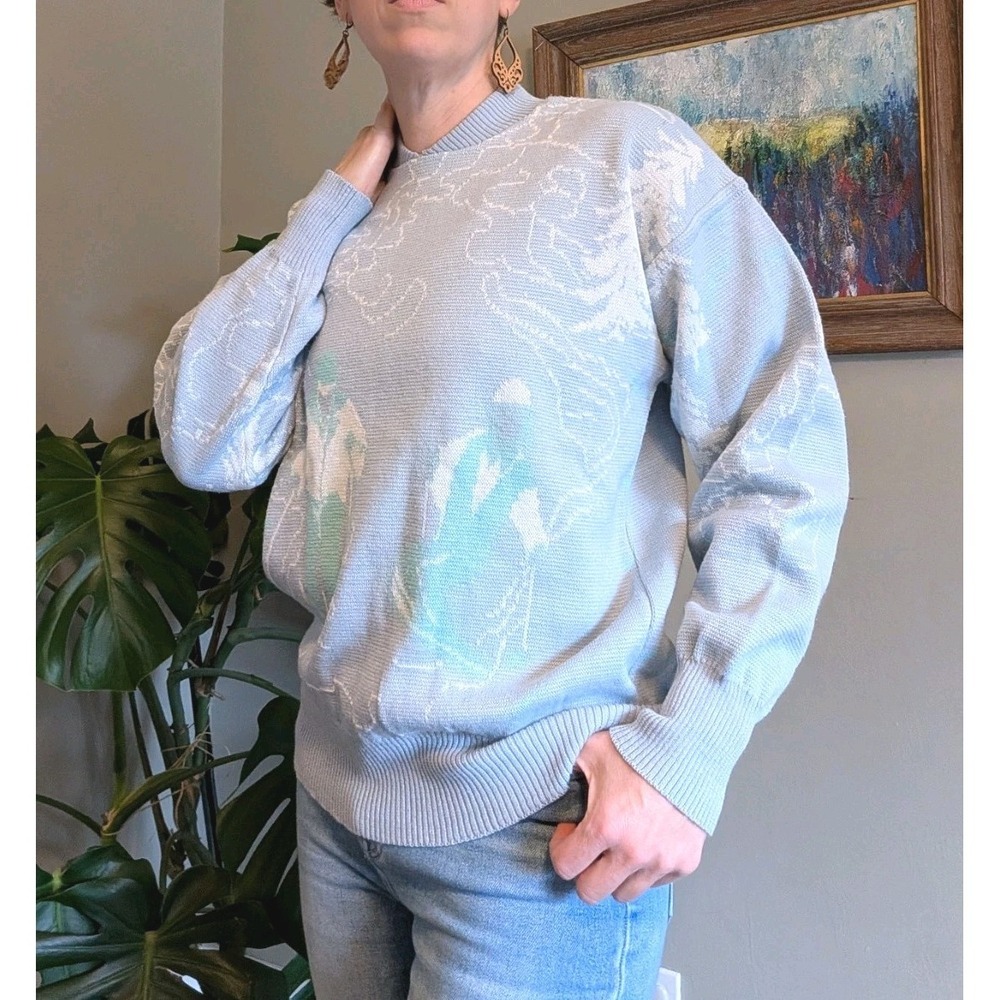 Vintage Obermeyer Ski Sweater Women's Large Blue Retro